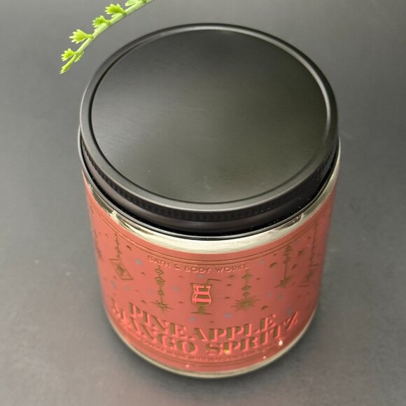 BBW Pineapple Mango Spritz Bath & Body Works Mason Jar Single Wick Candle - Picture 4 of 10